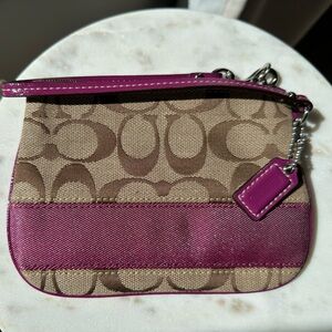 Coach Fuchsia and Beige Wristlet
